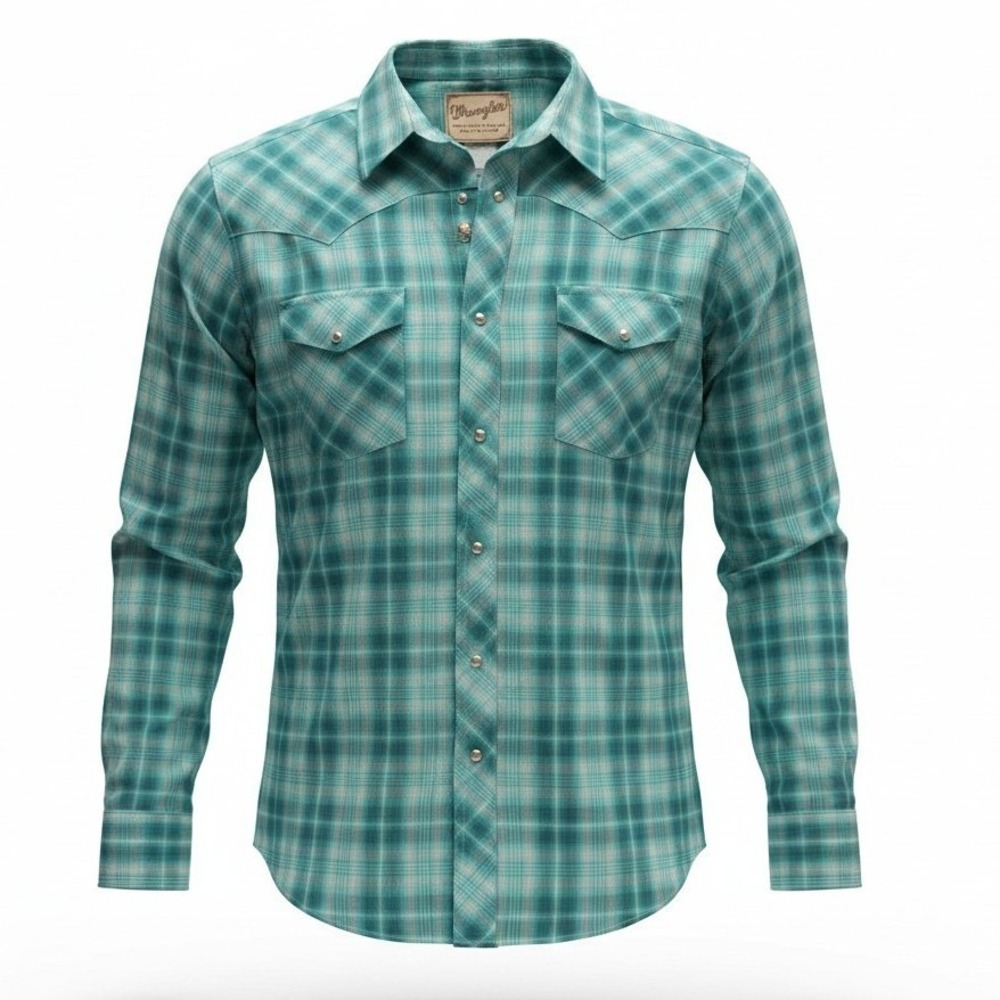 Wrangler Western Snap Shirt Mens Large Plaid Pearl Snap Cowboy Y2K